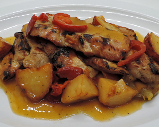 Flat Iron PORK with Hot Cherry Pepper & Potatoes (BONELESS) image