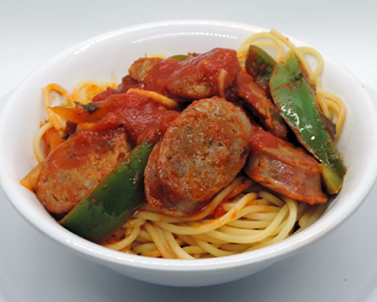 SPAGHETTI, SLICED SAUSAGE & PEPPERS (LG) image